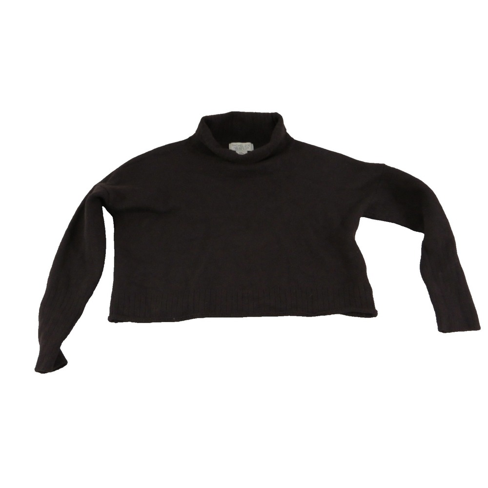 Rachel Zoe 100% Extra Fine Merino Wool Cropped Knit Mock Neck Sweater Women's M